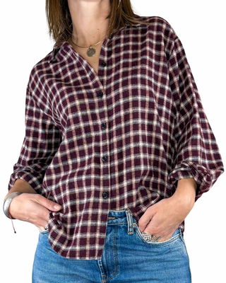 Habiti - Camicia quadri flanella - BORDEAUX/PANNA