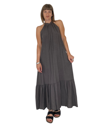 Habiti - Abito lungo scollo halter - MORO