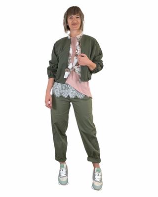 Habiti - Barrel cotton pants - MILITARY GREEN