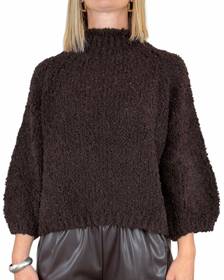 Habiti - Maglia bouclè manica 3/4 - MORO