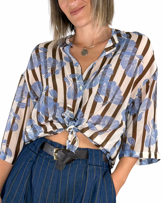 CADì - Camicia Margarita misto seta - AZZURRO