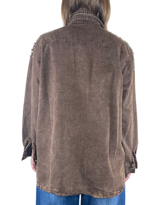 susy mix - camicia bull denim c/strass - moro