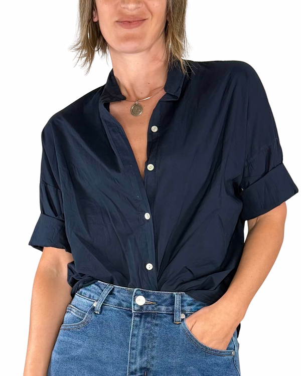 Habiti - Camicia in mussola di cotone - BLU