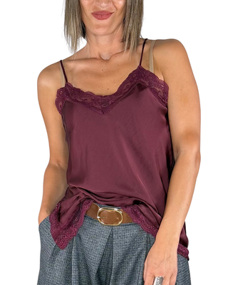 Habiti - Top con pizzo - BORDEAUX