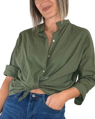 Habiti - Camicia in mussola di cotone - VERDE MILITARE