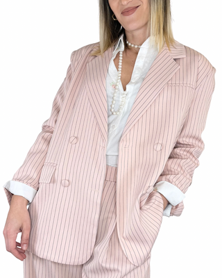 Habiti - Completo gessato oversize - ROSA/NERO