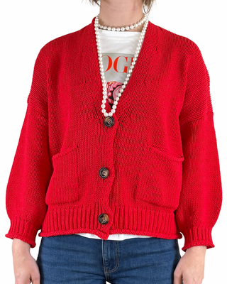Vicolo - Cardigan in fettuccia - ROSSO