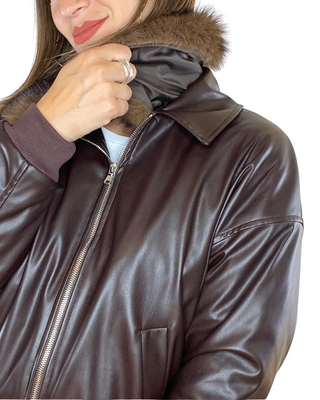 Susy Mix - Bomber ecopelle - MORO
