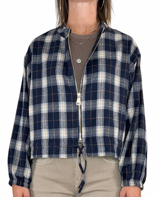 Habiti - Bomber Eco a quadri - BLU