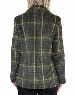 susy mix - giacca check con spilla - verde militare