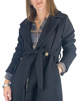 Habiti - Cappotto lungo doppiopetto - NERO