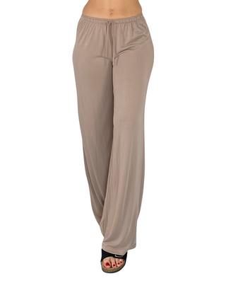 Habiti - Pantalone palazzo in maglia di viscosa - FANGO