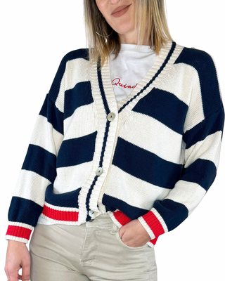 CADì cardigan riga larga cotone rosso - dettaglio righe