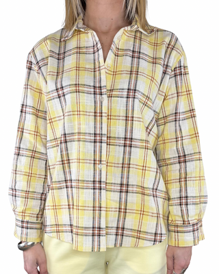 Habiti - Camicia quadri mano garza - GIALLO