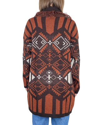 Susy Mix - Cardigan etnico con cintura - MORO