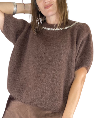Habiti - Maglia mohair cabochon - MORO