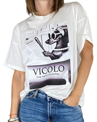 Vicolo - T-shirt bassotto a scatola - PANNA