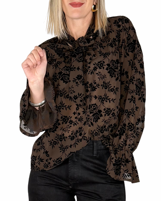 Habiti - Camicia fiocco floccata - MORO