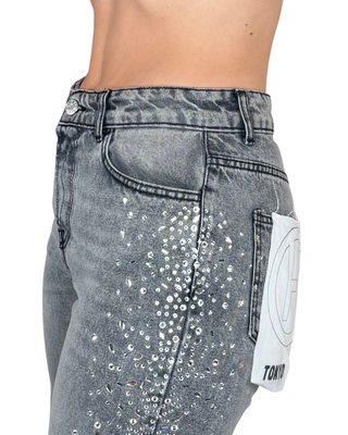 Haveone - Jeans Tokyo con strass - GRIGIO