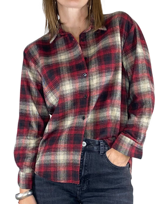 Habiti - Camicia quadri flanella - ROSSO