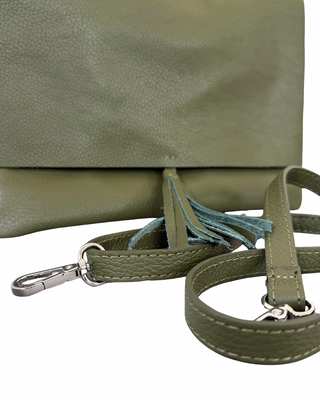 Habiti - Pochette 100% pelle martellata - VERDE MILITARE