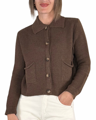 Habiti - Cardigan a polo - TABACCO