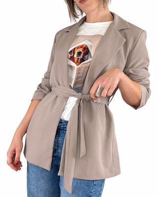 Habiti - Blazer mit Gürtel - SCHLAMM