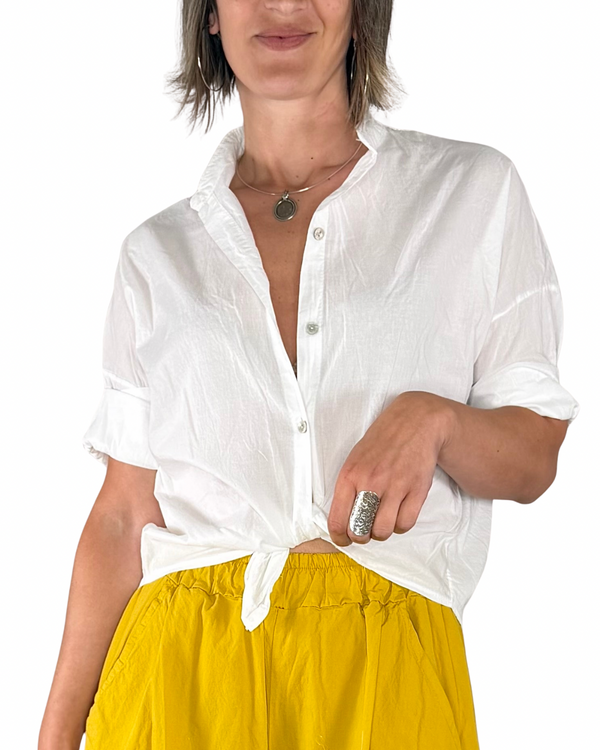 Habiti - Camicia in mussola di cotone - BIANCO