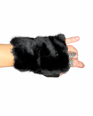 Habiti - Guanti senza dita ecopelliccia - NERO