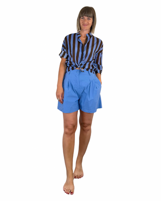 Habiti - Camicia righe in mussola di cotone - AZZURRO
