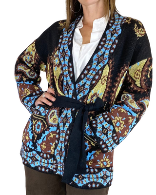 Tensione In - Cardigan corto etnico - NERO
