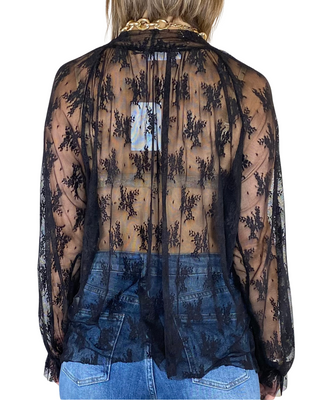 Habiti - Camicia pizzo jabot - NERO