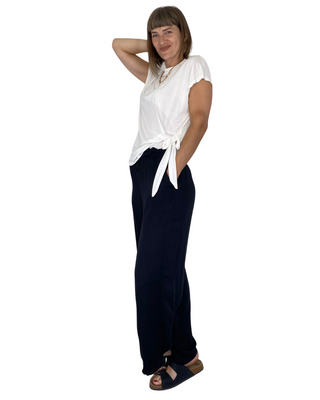 Habiti - T-shirt spalla scesa con nodo laterale - PANNA