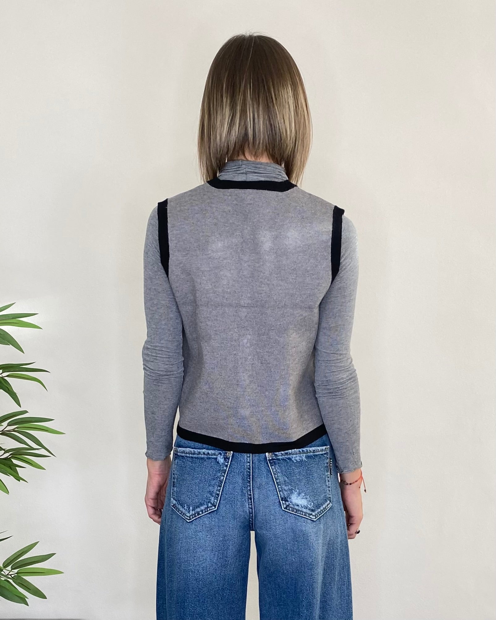 Gilet maglia bottoni - GRIGIO