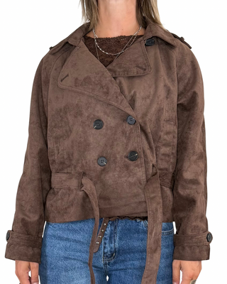 Habiti - Trench corto eco suede - MORO