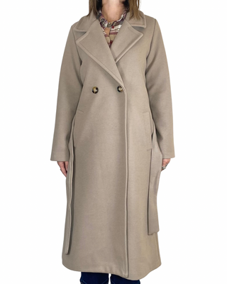 Habiti - Cappotto lungo doppiopetto - FANGO