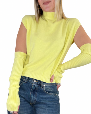 Susy Mix - Maglia lupetto con manicotti - GIALLO