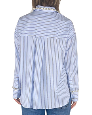 Vicolo - Camicia righe cabochon - AZZURRO