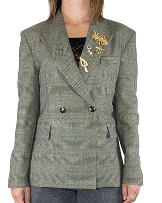Tensione In - Blazer check slim doppiopetto - VERDE MILITARE