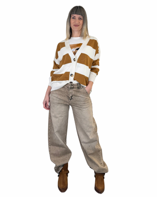 Vicolo - Jeans barrel effetto stinto - TORTORA