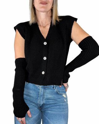 Susy Mix - Gilet con manicotti - NERO