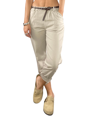 Habiti - Pantalone baggy elastico in vita - SABBIA