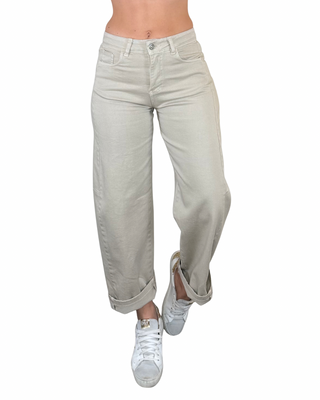 Habiti - Pantalone barrell bull denim - SABBIA