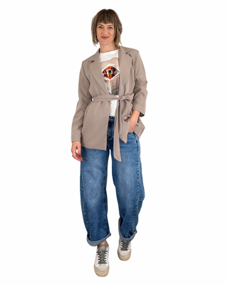 Habiti - Blazer con cinturón - BARRO