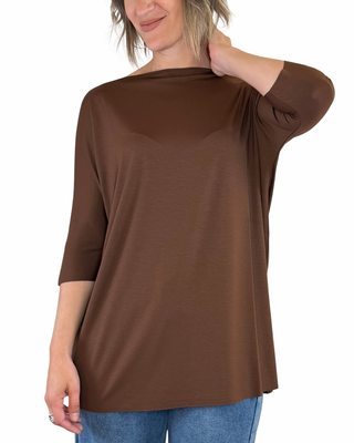 Vicolo - T-shirt over taglio vivo - CIOCCOLATO