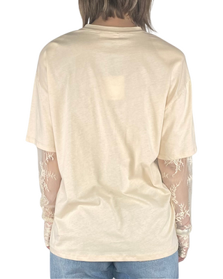 vicolo - t-shirt m/lunga in pizzo - burro