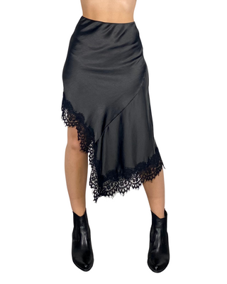 Habiti - Gonna obliqua satin - NERO