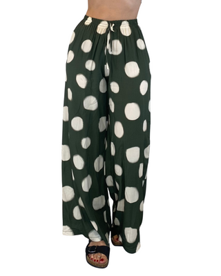 Habiti - Pantalone palazzo a pois - VERDE MILITARE