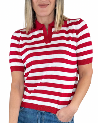 Susy Mix - Polo rigata mezza manica - ROSSO