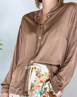 Nanebi - Camicia fluida coreana - TABACCO